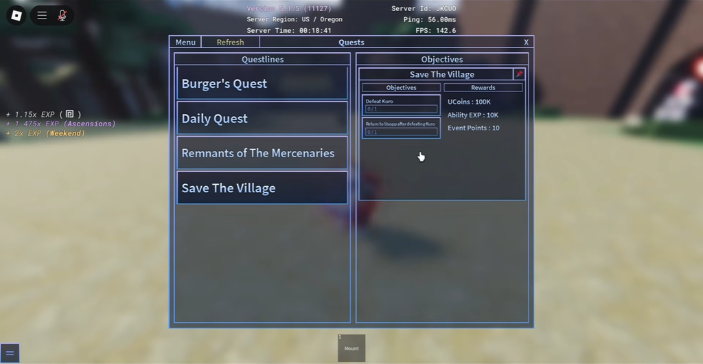 Quests in Roblox A Universal Time (AUT)