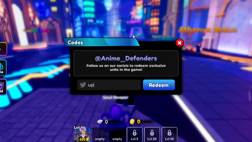 Roblox Anime Defenders code redeem