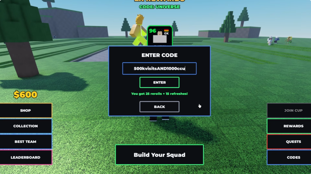 Build a Soccer Squad code redeem