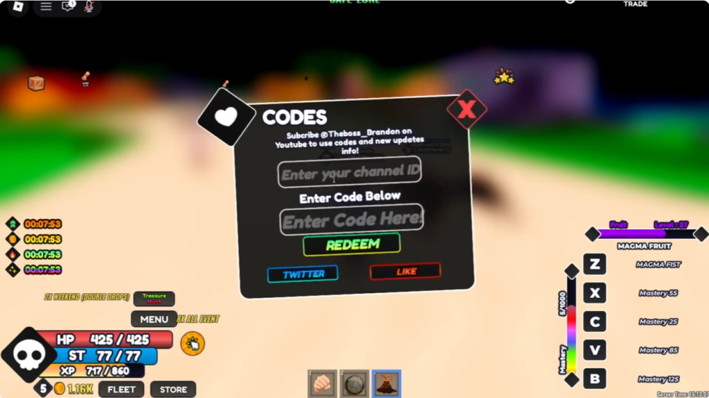 One Fruit code redeem