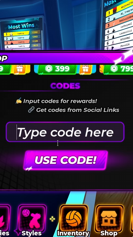 Roblox Volleyball Legends code redeem