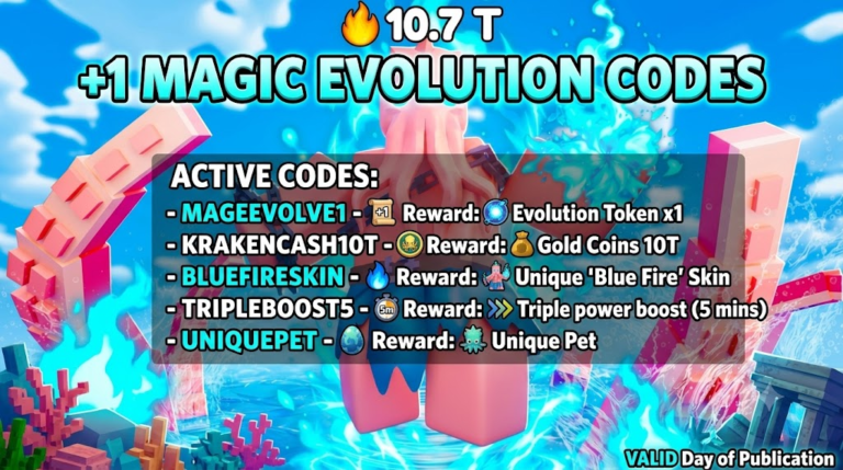 Roblox +1 Magic Evolution codes banner
