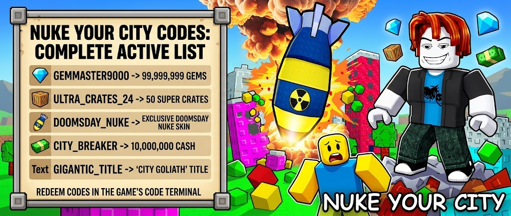 Roblox Nuke Your City Codes for September 2026 – Free Playtime Points and Crates