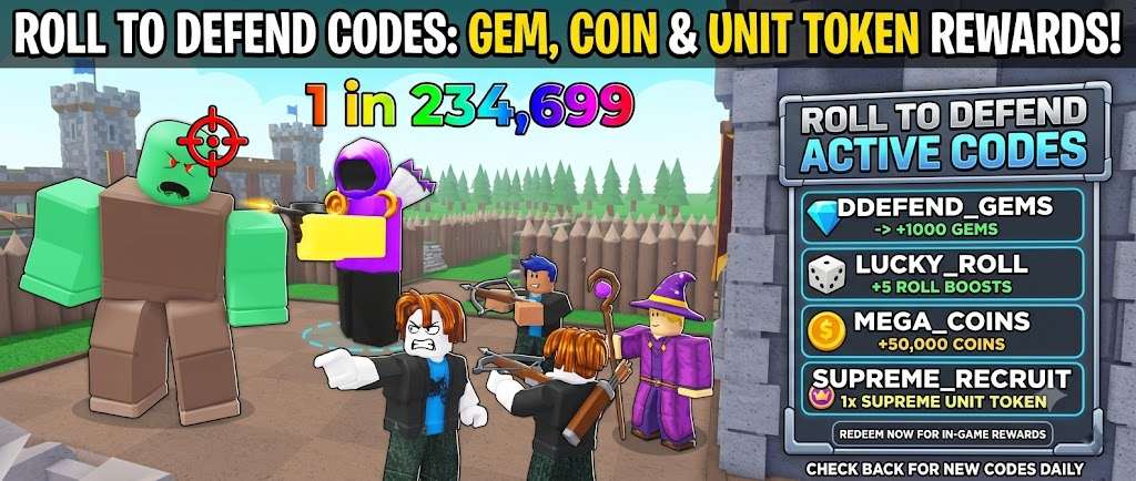 Roblox Roll to Defend Codes for September 2026 – Free Coins, Brains, Potions, and Boosts