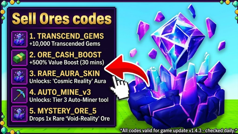 Roblox Sell Ores codes banner